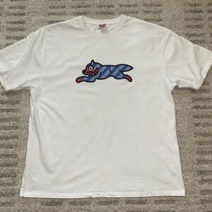 White Ice Cream T-Shirt with Blue and Grey Fox Graphic